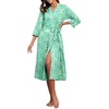 image:imagePrinStory Womens Robe Long Knit Bathrobe Lightweight Soft Robes Ladies Bath RobeFpgreen Butterfly