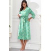 image:imagePrinStory Womens Robe Long Knit Bathrobe Lightweight Soft Robes Ladies Bath RobeFpgreen Butterfly