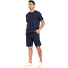image:imagePrinStory 2026 Mens Summer Track Suits 2 Piece Outfits Athletic Sweatsuit Shirts and Shorts Set with PocketsNavy Blue