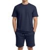 image:imagePrinStory 2026 Mens Summer Track Suits 2 Piece Outfits Athletic Sweatsuit Shirts and Shorts Set with PocketsNavy Blue