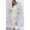image:imagePrinStory Fluffy Flannel Winter Pajamas for Women  Plush Fleece Warmth 2Piece Fuzzy Pajama Set with PocketsFpwhite Black Heart