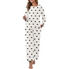 image:imagePrinStory Fluffy Flannel Winter Pajamas for Women  Plush Fleece Warmth 2Piece Fuzzy Pajama Set with PocketsFpwhite Black Heart