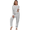 image:imagePrinStory Fluffy Pajamas for Women Soft Fleece Warm Pajama Set Fuzzy Pjs Winter 2 Piece Flannel Lounge Sets with PocketsFpgray Small Plaid