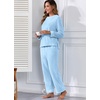 image:imagePrinStory Fluffy Pajamas for Women Winter Soft Fleece Warm Pajama Set Fuzzy Pjs Flannel 2 Piece Lounge Sets with PocketsBlue