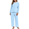 image:imagePrinStory Fluffy Pajamas for Women Winter Soft Fleece Warm Pajama Set Fuzzy Pjs Flannel 2 Piece Lounge Sets with PocketsBlue
