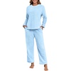 image:imagePrinStory Fluffy Pajamas for Women Winter Soft Fleece Warm Pajama Set Fuzzy Pjs Flannel 2 Piece Lounge Sets with PocketsBlue