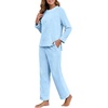 image:imagePrinStory Fluffy Pajamas for Women Winter Soft Fleece Warm Pajama Set Fuzzy Pjs Flannel 2 Piece Lounge Sets with PocketsBlue