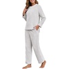 image:imagePrinStory Fluffy Pajamas for Women Winter Soft Fleece Warm Pajama Set Fuzzy Pjs Flannel 2 Piece Lounge Sets with PocketsLight Gray