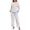 image:imagePrinStory Fluffy Pajamas for Women Winter Soft Fleece Warm Pajama Set Fuzzy Pjs Flannel 2 Piece Lounge Sets with PocketsLight Gray