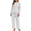 image:imagePrinStory Fluffy Pajamas for Women Winter Soft Fleece Warm Pajama Set Fuzzy Pjs Flannel 2 Piece Lounge Sets with PocketsLight Gray