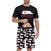 image:imagePrinStory Men Pajama Set Summer Pjs Sleepwear Short Sleeve Graphic Tee and Printed Shorts Novelty Loungewear With PocketBlack Bottom Bago