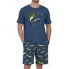 image:imagePrinStory Men Pajama Set Summer Pjs Sleepwear Short Sleeve Graphic Tee and Printed Shorts Novelty Loungewear With PocketBlue Sea Bass