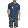 image:imagePrinStory Men Pajama Set Summer Pjs Sleepwear Short Sleeve Graphic Tee and Printed Shorts Novelty Loungewear With PocketBlue Sea Bass