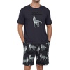 image:imagePrinStory Men Pajama Set Summer Pjs Sleepwear Short Sleeve Graphic Tee and Printed Shorts Novelty Loungewear With PocketDark Gray Wolf