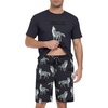 image:imagePrinStory Men Pajama Set Summer Pjs Sleepwear Short Sleeve Graphic Tee and Printed Shorts Novelty Loungewear With PocketDark Gray Wolf