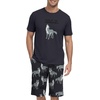image:imagePrinStory Men Pajama Set Summer Pjs Sleepwear Short Sleeve Graphic Tee and Printed Shorts Novelty Loungewear With PocketDark Gray Wolf