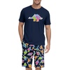 image:imagePrinStory Men Pajama Set Summer Pjs Sleepwear Short Sleeve Graphic Tee and Printed Shorts Novelty Loungewear With PocketNavy Blue Dinosaur