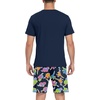 image:imagePrinStory Men Pajama Set Summer Pjs Sleepwear Short Sleeve Graphic Tee and Printed Shorts Novelty Loungewear With PocketNavy Blue Dinosaur