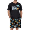 image:imagePrinStory Men Pajama Set Summer Pjs Sleepwear Short Sleeve Graphic Tee and Printed Shorts Novelty Loungewear With PocketPizza Ufo
