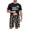 image:imagePrinStory Men Pajama Set Summer Pjs Sleepwear Short Sleeve Graphic Tee and Printed Shorts Novelty Loungewear With PocketPizza Ufo