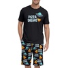 image:imagePrinStory Men Pajama Set Summer Pjs Sleepwear Short Sleeve Graphic Tee and Printed Shorts Novelty Loungewear With PocketPizza Ufo
