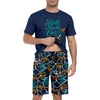 image:imagePrinStory Men Pajama Set Summer Pjs Sleepwear Short Sleeve Graphic Tee and Printed Shorts Novelty Loungewear With PocketTibetan Blue Sloth