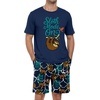 image:imagePrinStory Men Pajama Set Summer Pjs Sleepwear Short Sleeve Graphic Tee and Printed Shorts Novelty Loungewear With PocketTibetan Blue Sloth