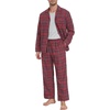 image:imagePrinStory Mens Flannel Pajamas Sets  Soft Cotton Classic Plaid Long Sleeve Pjs Sleepwear Lounge Set with Pockets01red Blue Green Plaid