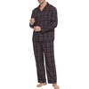image:imagePrinStory Mens Flannel Pajamas Sets  Soft Cotton Classic Plaid Long Sleeve Pjs Sleepwear Lounge Set with Pockets02navy Blue Red Plaid