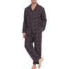 image:imagePrinStory Mens Flannel Pajamas Sets  Soft Cotton Classic Plaid Long Sleeve Pjs Sleepwear Lounge Set with Pockets02navy Blue Red Plaid