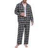image:imagePrinStory Mens Flannel Pajamas Sets  Soft Cotton Classic Plaid Long Sleeve Pjs Sleepwear Lounge Set with Pockets03black White Plaid