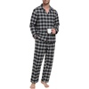 image:imagePrinStory Mens Flannel Pajamas Sets  Soft Cotton Classic Plaid Long Sleeve Pjs Sleepwear Lounge Set with Pockets03black White Plaid