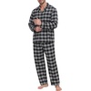 image:imagePrinStory Mens Flannel Pajamas Sets  Soft Cotton Classic Plaid Long Sleeve Pjs Sleepwear Lounge Set with Pockets03black White Plaid