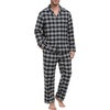 image:imagePrinStory Mens Flannel Pajamas Sets  Soft Cotton Classic Plaid Long Sleeve Pjs Sleepwear Lounge Set with Pockets03black White Plaid