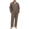 image:imagePrinStory Mens Flannel Pajamas Sets  Soft Cotton Classic Plaid Long Sleeve Pjs Sleepwear Lounge Set with Pockets04khaki Plaid