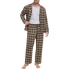 image:imagePrinStory Mens Flannel Pajamas Sets  Soft Cotton Classic Plaid Long Sleeve Pjs Sleepwear Lounge Set with Pockets04khaki Plaid