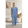 image:imagePrinStory Mens Pajama Set Pjs Sleepwear Lightweight Quick Dry Cozy Short Sleeve Button Neck Shirts and Pants Soft Sleep SetsGray Blue