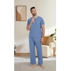image:imagePrinStory Mens Pajama Set Pjs Sleepwear Lightweight Quick Dry Cozy Short Sleeve Button Neck Shirts and Pants Soft Sleep SetsGray Blue