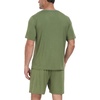 image:imagePrinStory Mens Pajama Set Sleepwear Pjs Lightweight Quick Dry Short Sleeve VNeck Shirts and Shorts Soft Comfy Sleep Sets01 Army Green