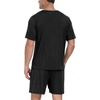 image:imagePrinStory Mens Pajama Set Sleepwear Pjs Lightweight Quick Dry Short Sleeve VNeck Shirts and Shorts Soft Comfy Sleep Sets01 Black