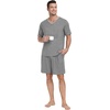 image:imagePrinStory Mens Pajama Set Sleepwear Pjs Lightweight Quick Dry Short Sleeve VNeck Shirts and Shorts Soft Comfy Sleep Sets01 Dark Gray