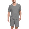 image:imagePrinStory Mens Pajama Set Sleepwear Pjs Lightweight Quick Dry Short Sleeve VNeck Shirts and Shorts Soft Comfy Sleep Sets01 Dark Gray