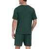 image:imagePrinStory Mens Pajama Set Sleepwear Pjs Lightweight Quick Dry Short Sleeve VNeck Shirts and Shorts Soft Comfy Sleep Sets01 Dark Green