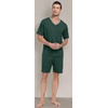 image:imagePrinStory Mens Pajama Set Sleepwear Pjs Lightweight Quick Dry Short Sleeve VNeck Shirts and Shorts Soft Comfy Sleep Sets01 Dark Green