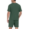 image:imagePrinStory Mens Pajama Set Sleepwear Pjs Lightweight Quick Dry Short Sleeve VNeck Shirts and Shorts Soft Comfy Sleep Sets01 Green