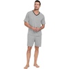 image:imagePrinStory Mens Pajama Set Sleepwear Pjs Lightweight Quick Dry Short Sleeve VNeck Shirts and Shorts Soft Comfy Sleep Sets01 Light Gray
