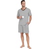 image:imagePrinStory Mens Pajama Set Sleepwear Pjs Lightweight Quick Dry Short Sleeve VNeck Shirts and Shorts Soft Comfy Sleep Sets01 Light Gray