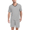 image:imagePrinStory Mens Pajama Set Sleepwear Pjs Lightweight Quick Dry Short Sleeve VNeck Shirts and Shorts Soft Comfy Sleep Sets01 Light Gray