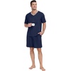 image:imagePrinStory Mens Pajama Set Sleepwear Pjs Lightweight Quick Dry Short Sleeve VNeck Shirts and Shorts Soft Comfy Sleep Sets01 Navy Blue