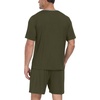image:imagePrinStory Mens Pajama Set Sleepwear Pjs Lightweight Quick Dry Short Sleeve VNeck Shirts and Shorts Soft Comfy Sleep Sets01 Olive Green